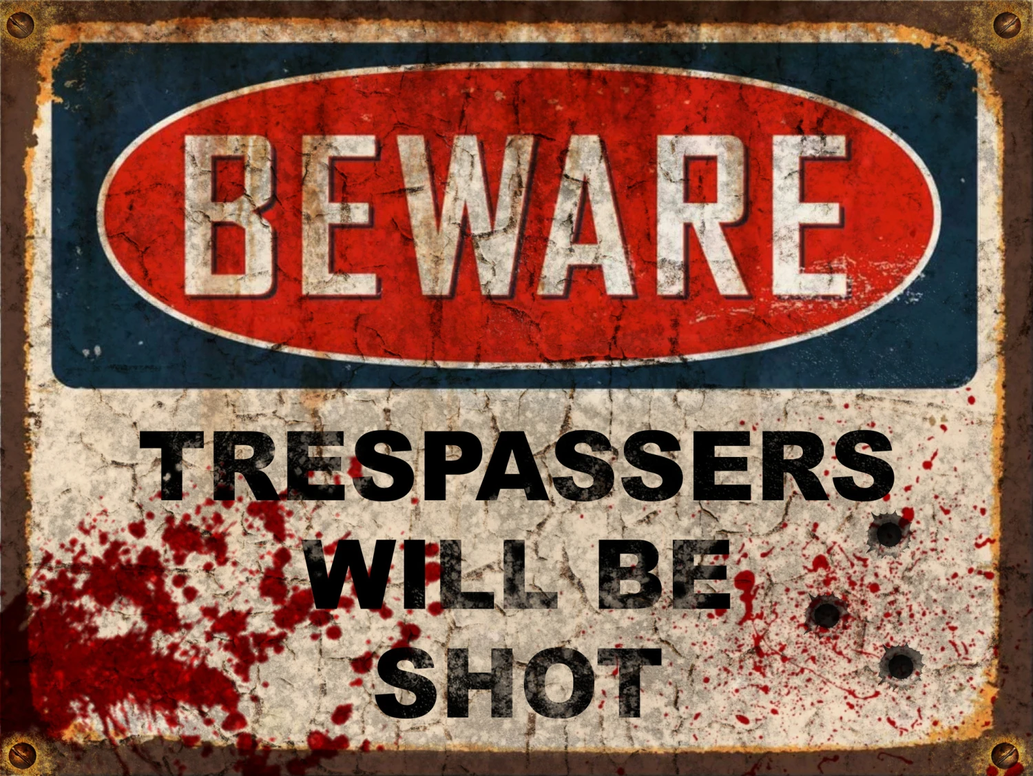 Beware Trespassers Will Be Shot- Halloween Decor Prop Road And Lawn Decoration Sign
