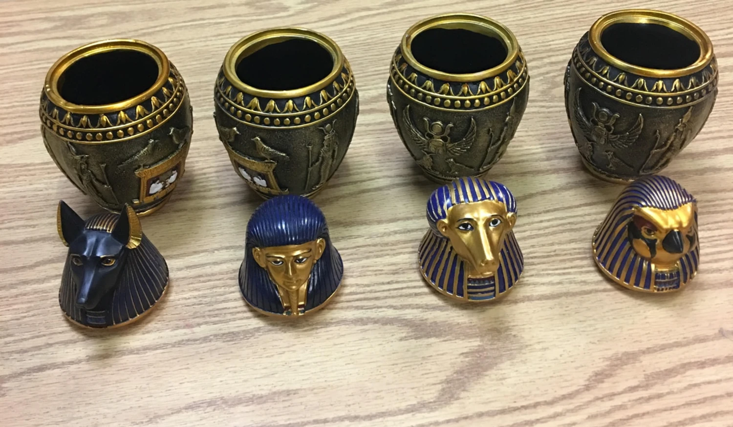 Egyptian Themed Canopic Jars - 4 Jars