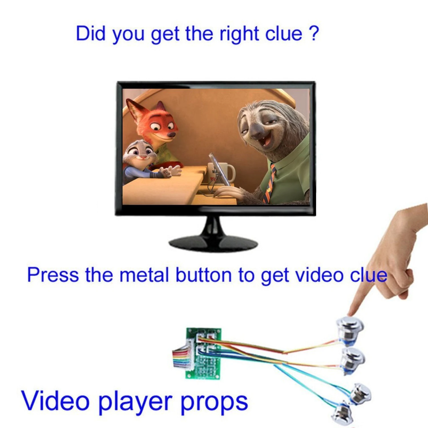 4-Button Video Clue Player Escape Room Prop - Image 2